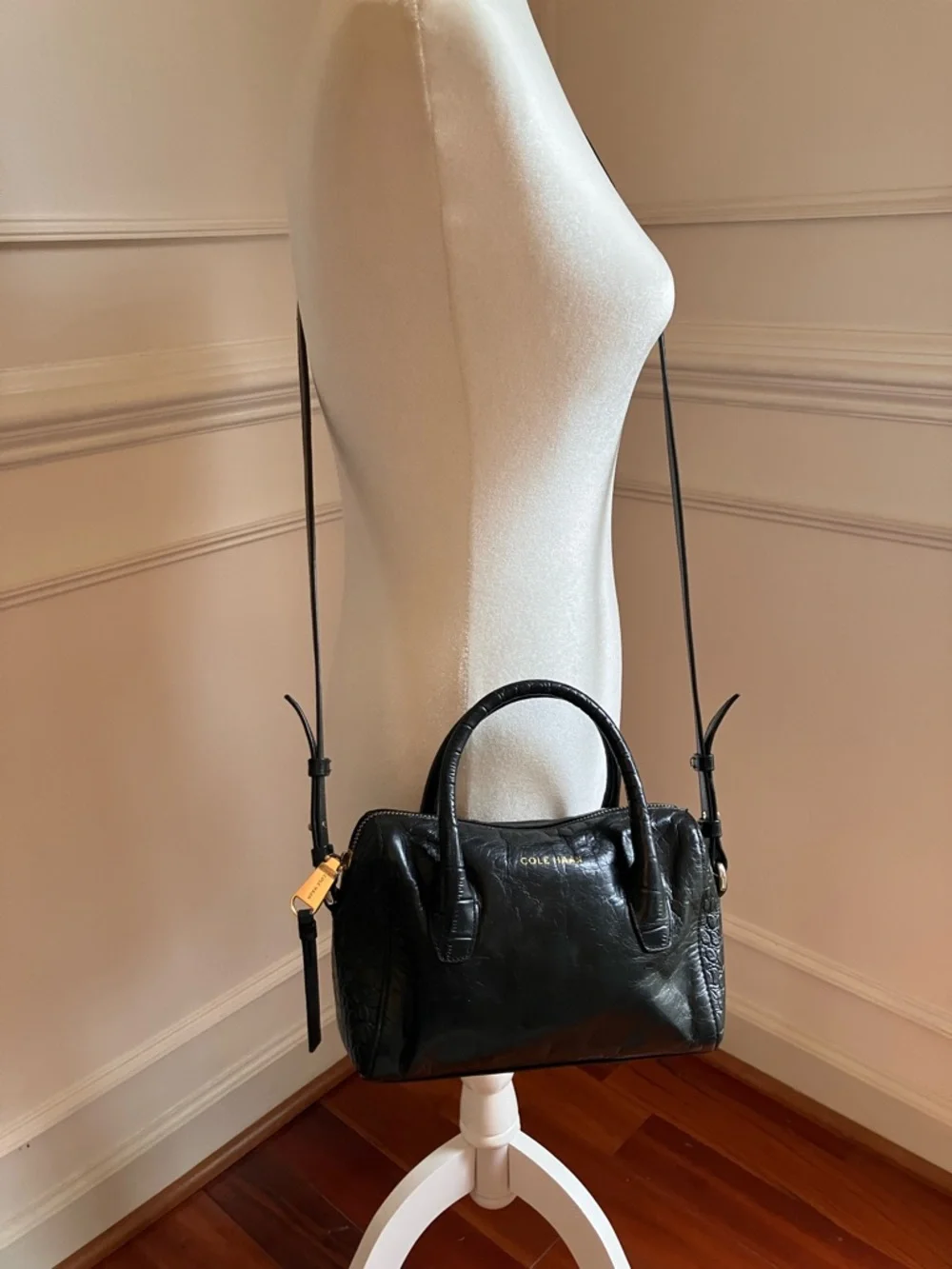Cole Haan Women’s Black Leather Mini Satchel Crossbody Bag | Every Day Use